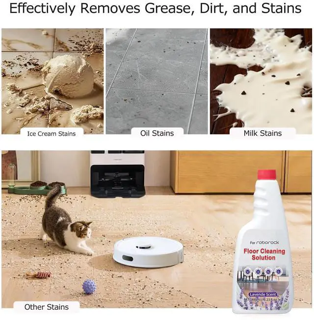 Alt view image 5 of 7 - Floor Solution for Roborock Floor Cleaning Solution, Residue & Streak Free Deep Clean for Hardwood, Compatible with Roborock Saros 10/10R/Z70, Q7 Q8 Q10 S7 S8 Qrevo Series (Lavender)