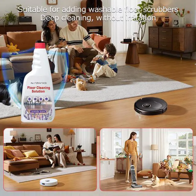 Alt view image 6 of 7 - Floor Solution for Roborock Floor Cleaning Solution, Residue & Streak Free Deep Clean for Hardwood, Compatible with Roborock Saros 10/10R/Z70, Q7 Q8 Q10 S7 S8 Qrevo Series (Lavender)
