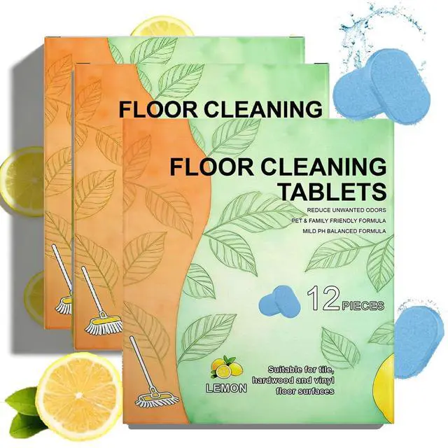 Main image of 36pcs Floor Cleaner Tablets Hard Floor Cleaner Tablets, Pre-Measured Dissolvable Cleaning Solution for Tile, Vinyl, Hardwood, Fresh Lemon Scent, Compatible with Robot Mops & Wet/Dry Vacuums