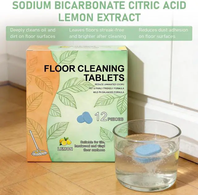 Alt view image 3 of 7 - 36pcs Floor Cleaner Tablets Hard Floor Cleaner Tablets, Pre-Measured Dissolvable Cleaning Solution for Tile, Vinyl, Hardwood, Fresh Lemon Scent, Compatible with Robot Mops & Wet/Dry Vacuums