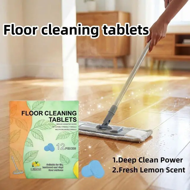 Alt view image 2 of 6 - Floor Cleaning Tablets, 24PCS Hard Floor Cleaner Tablets, Pre-Measured Dissolvable Cleaning Solution for Tile and Vinyl Floors, Fresh Lemon Scent Tablet Compatible with Robot Mops, Wet/Dry Vacuums