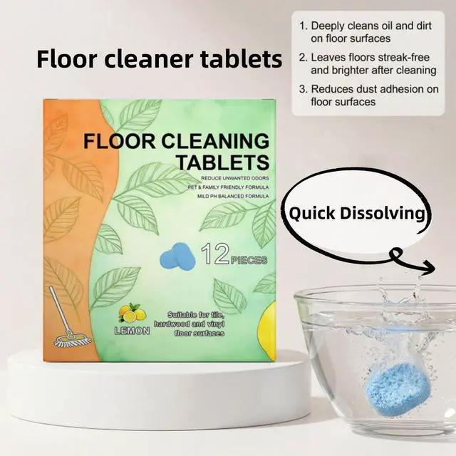 Alt view image 3 of 6 - Floor Cleaning Tablets, 24PCS Hard Floor Cleaner Tablets, Pre-Measured Dissolvable Cleaning Solution for Tile and Vinyl Floors, Fresh Lemon Scent Tablet Compatible with Robot Mops, Wet/Dry Vacuums