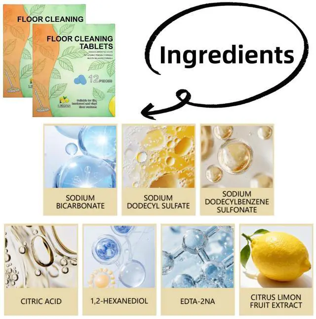 Alt view image 4 of 6 - Floor Cleaning Tablets, 24PCS Hard Floor Cleaner Tablets, Pre-Measured Dissolvable Cleaning Solution for Tile and Vinyl Floors, Fresh Lemon Scent Tablet Compatible with Robot Mops, Wet/Dry Vacuums