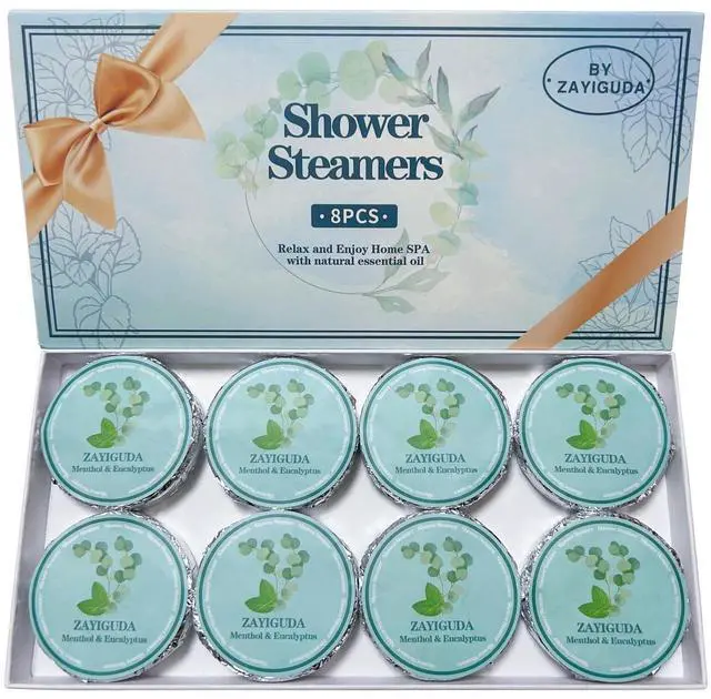 Main image of Shower Steamers Aromatherapy 8 Pack, Menthol & Eucalyptus Shower Bombs with Natural Essential Oils, Quick Relief Nasal Congestion, Relaxation & Self Care Gifts for Women & Men