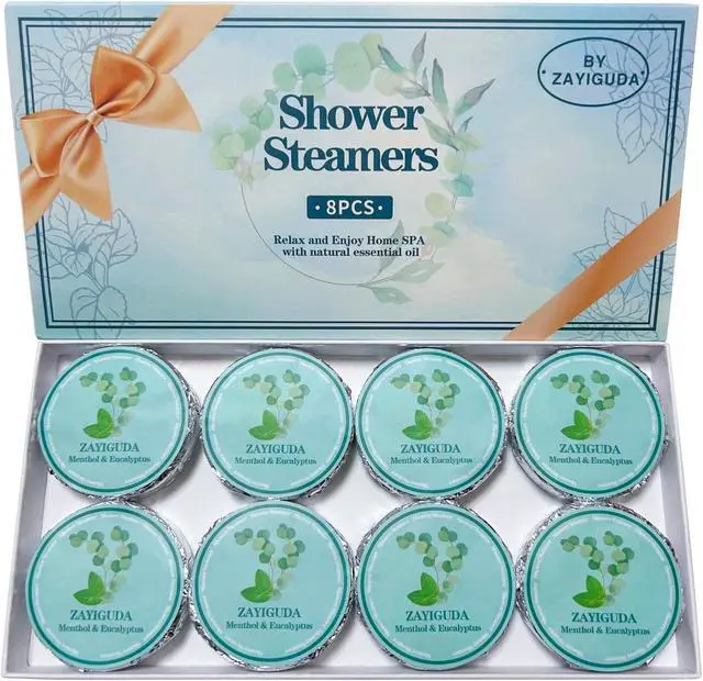 Alt view image 7 of 7 - Shower Steamers Aromatherapy 8 Pack, Menthol & Eucalyptus Shower Bombs with Natural Essential Oils, Quick Relief Nasal Congestion, Relaxation & Self Care Gifts for Women & Men