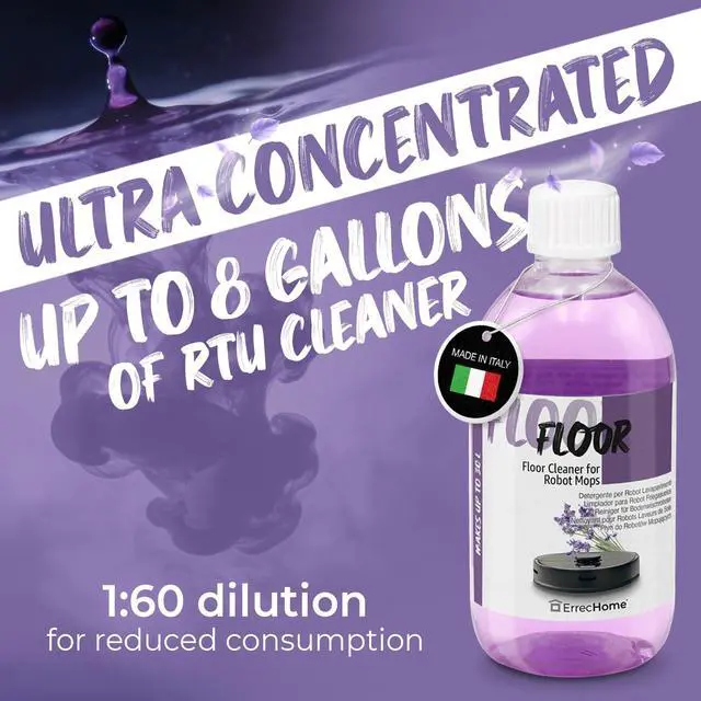 Alt view image 4 of 7 - Floor, Concentrated Cleaner for Robot Floor Mop 16 fl.oz (500ml) Bottle, 1:60 Dilution Makes Up to 8 Gallons