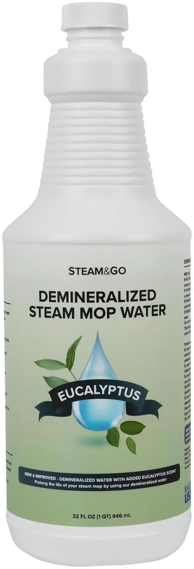 Main image of Demineralized Water for Steam Mop Eucalyptus Mint Scent, 32 oz | Scented Floor Cleaner Solution, Ready-to-Use, Compatible with Any Steam Cleaner