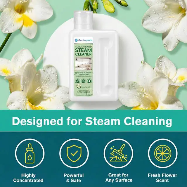Alt view image 4 of 7 - 20X Concentrated Steam Mop Solution Makes 2.64 Gallon Formula for All Steam Mop Cleaners, Multisurface Cleaner Demineralized Water for Steam Machines 16.9 FL.OZ, Fresh Floral Scent