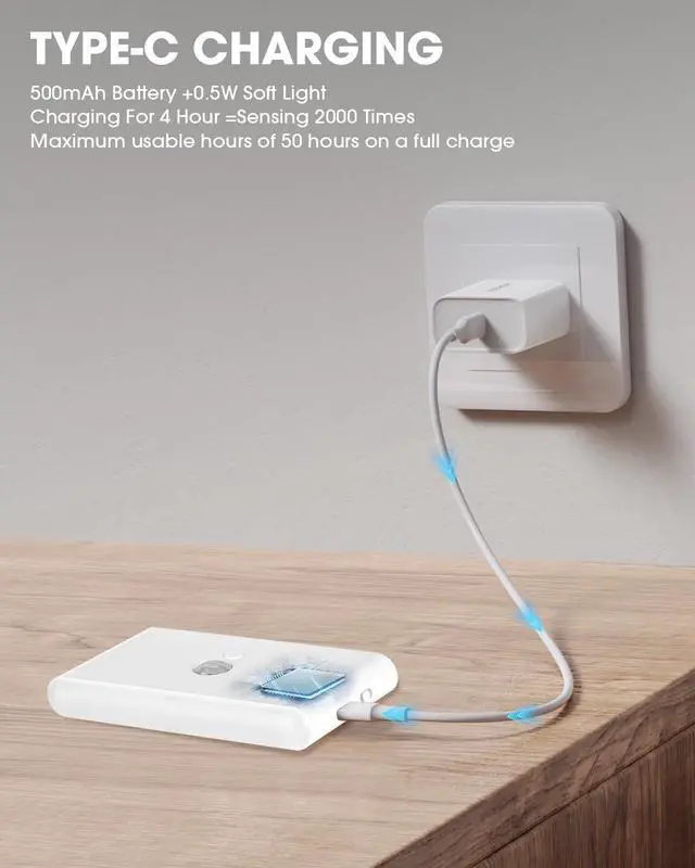 Alt view image 7 of 7 - Motion Sensor Night Light Indoor,RGB Charging Cordless Stair Lights,LED Wireless Step Light 500mAh Rechargeable Battery Operated Stick On Light for Hallway,Kitchen,Closet,Cabinet,Bedroom(2pack)