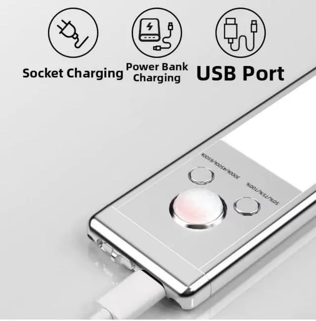 Alt view image 4 of 7 - 2-Pack - Under Cabinet Motion Sensor Light Indoor Lights,76 LED Operated 1500mAh USB Rechargeable Closet Lights, Magnetic Dimmable Closet LightsWireless Under Counter Lights for Kitchen, Stairs