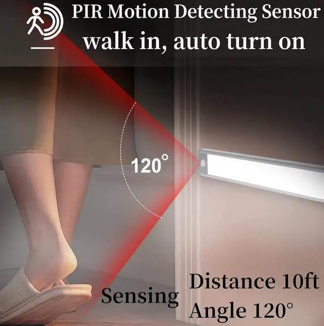 Alt view image 5 of 7 - 2-Pack - Under Cabinet Motion Sensor Light Indoor Lights,76 LED Operated 1500mAh USB Rechargeable Closet Lights, Magnetic Dimmable Closet LightsWireless Under Counter Lights for Kitchen, Stairs
