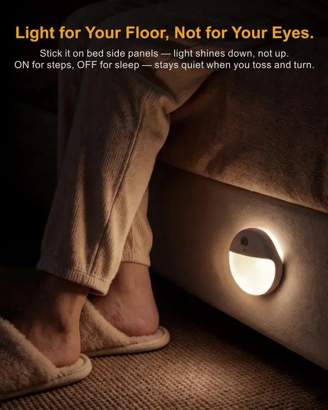 Alt view image 6 of 7 - 2 Pack Motion Sensor Light Indoor, 2.6" Small Stick on Lights for Stairs, Bathroom, Dimmable Battery Night Light, 3 Light Modes, Soft LED Light for Travel, Toliets, Bedroom, Kids, Warm White