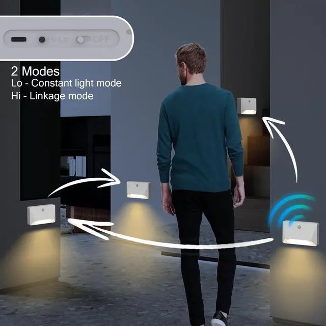 Alt view image 3 of 7 - Motion Sensor Night Light Rechargeable, Link Mode, 6-Month Battery Life