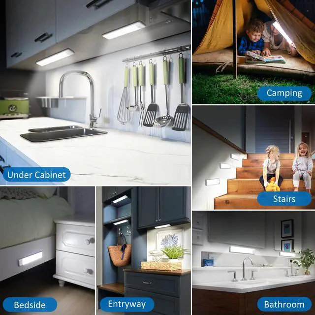 Alt view image 5 of 7 - Motion Sensor Under Cabinet Lights, 3-Pack, Cool White, 8 inch