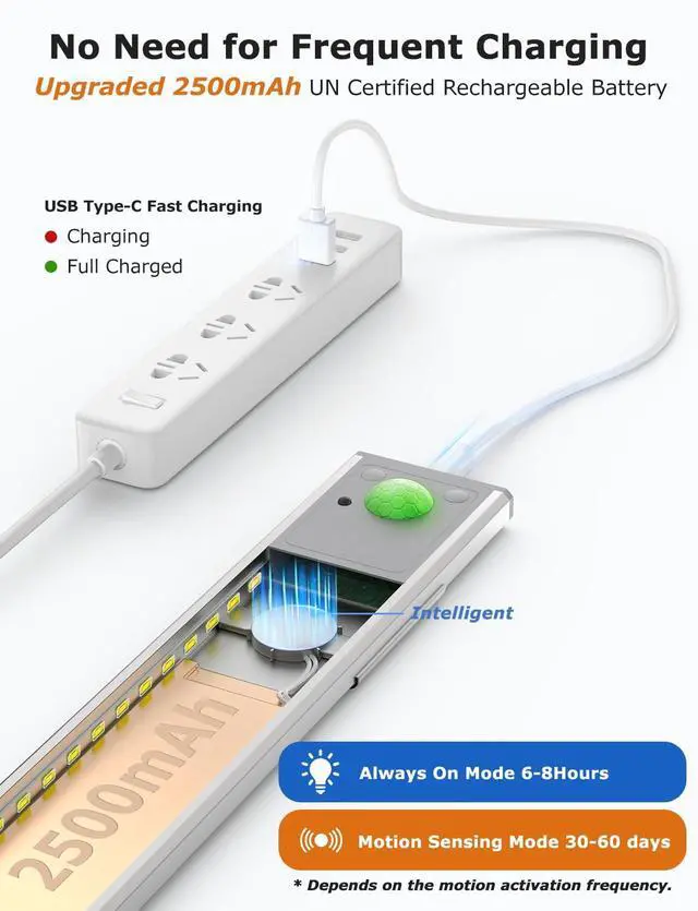 Alt view image 5 of 7 - 8" Under Cabinet Lighting Wireless, Remote, Motion Sensor, 2Pack, Silver