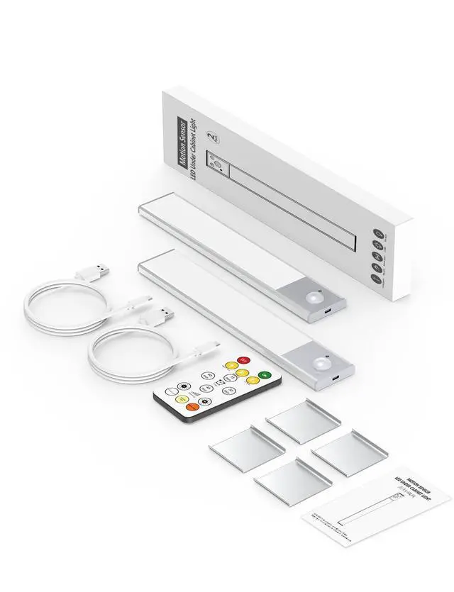 Alt view image 7 of 7 - 8" Under Cabinet Lighting Wireless, Remote, Motion Sensor, 2Pack, Silver