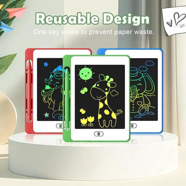 Alt view image 2 of 7 - 3 Pack LCD Writing Tablet for Kids, 6.5 Inch Colorful Doodle Board Drawing Tablet, Erasable Reusable Electronic Drawing Pads, Educational Learning Toys Birthday Gifts for Girls Boys Age 3 4 5 6 7 8