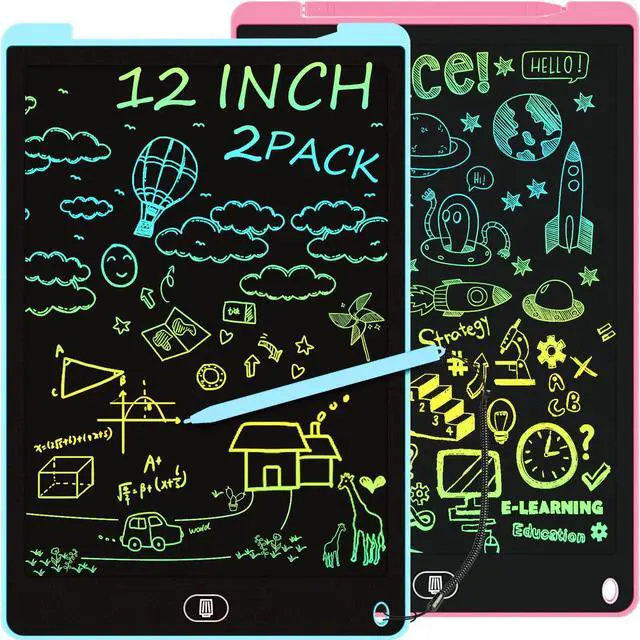 Main image of 2 Pack 12 Inch LCD Writing Tablet, Colorful Doodle Board - Pink & Blue