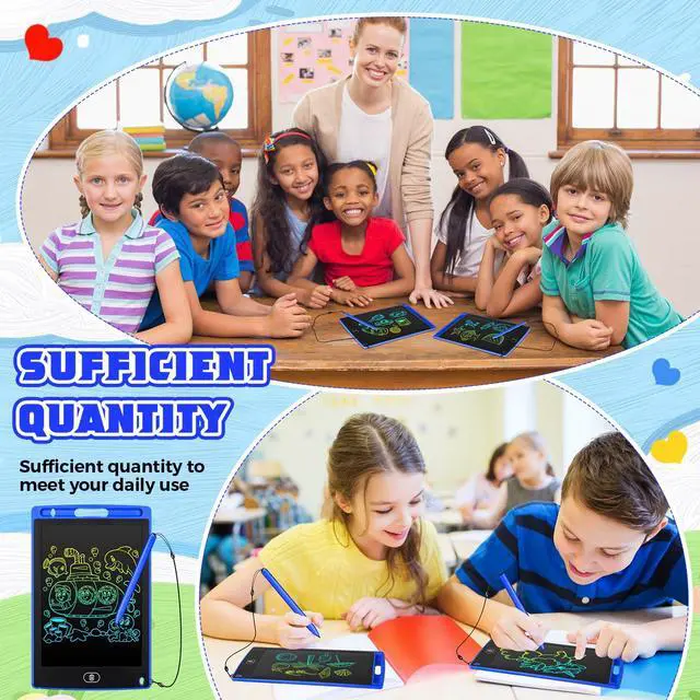 Alt view image 3 of 7 - 4 Pcs LCD Writing Tablet for Kids, 8.5 Inch Colorful Toddler Doodle Board Tablet, Reusable Electronic LCD Writing Board for Boys Girls Age 3-8 Birthday Gifts(Blue)
