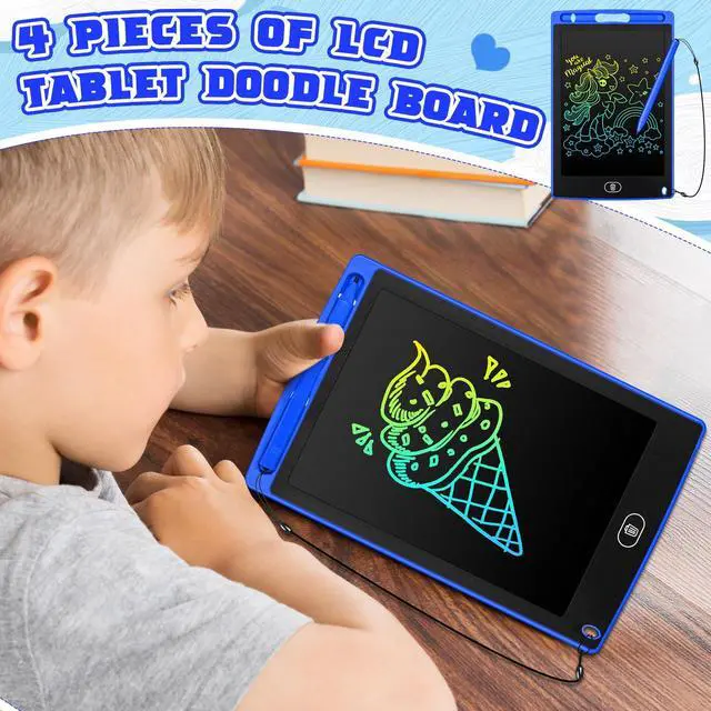 Alt view image 6 of 7 - 4 Pcs LCD Writing Tablet for Kids, 8.5 Inch Colorful Toddler Doodle Board Tablet, Reusable Electronic LCD Writing Board for Boys Girls Age 3-8 Birthday Gifts(Blue)