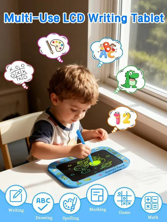 Alt view image 2 of 7 - Kids LCD Writing Tablet, Mess Free Coloring Books, Travel Toys