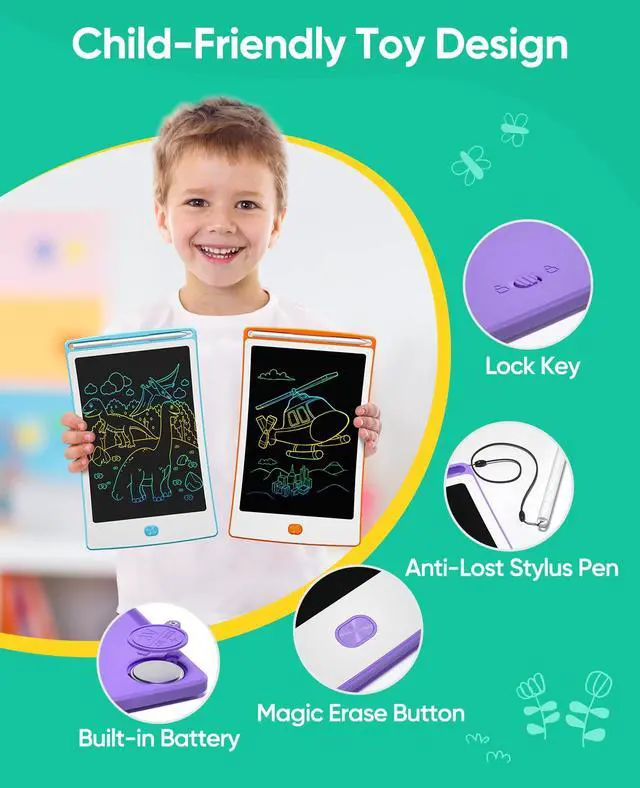 Alt view image 3 of 6 - 4 Pack LCD Writing Tablet, 8.5 Inch Colorful Toddlers Drawing Tablet for Kids, Creative Doodle Board Drawing Pad, Toy Birthday Gift for 3-6 Year Old Girls Boys