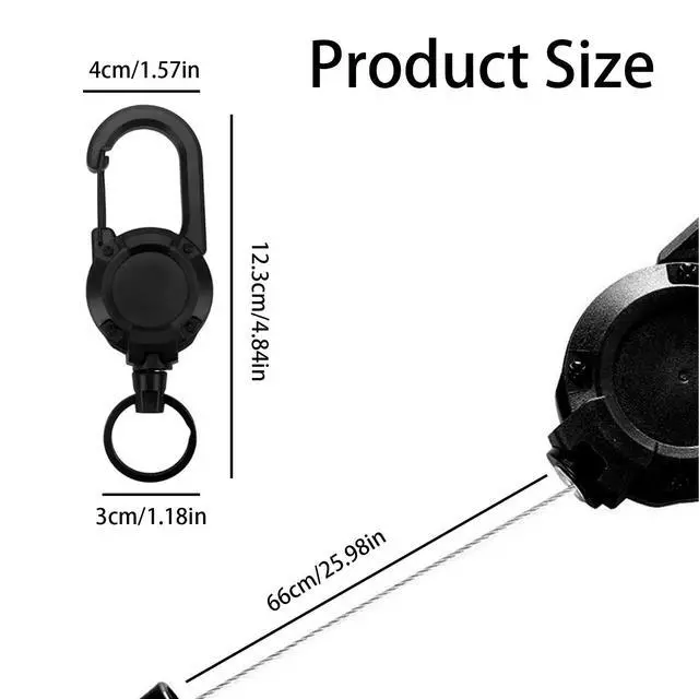 Alt view image 2 of 5 - 3 Pack Heavy Duty Retractable Keychain & ID Badge Holder Reel with 25.98" Steel Cord and Carabiner Clip for Work, Home and Outdoor UseWhite+Black+Orange