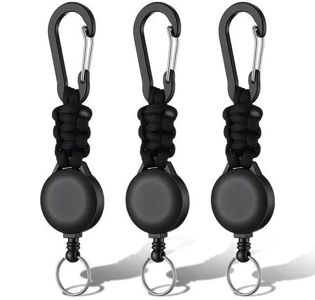 Main image of 3 Pack Retractable Keychain, Heavy Duty Carabiner Badge Holders