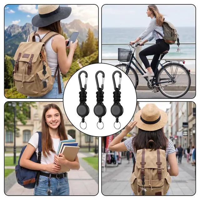 Alt view image 4 of 6 - 3 Pack Retractable Keychain, Heavy Duty Carabiner Badge Holders