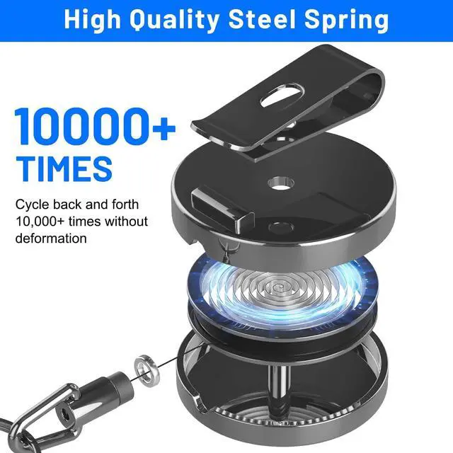 Alt view image 2 of 7 - 3 Pcs Heavy Duty Badge Reels Retractable Badge Holder, Metal Retractable Keychain Badge Reel ID with Belt Clip Key Ring for Key Name Card Holder