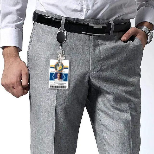 Alt view image 6 of 7 - 3 Pack Retractable Badge Reel with Carabiner Belt Clip and Key Ring
