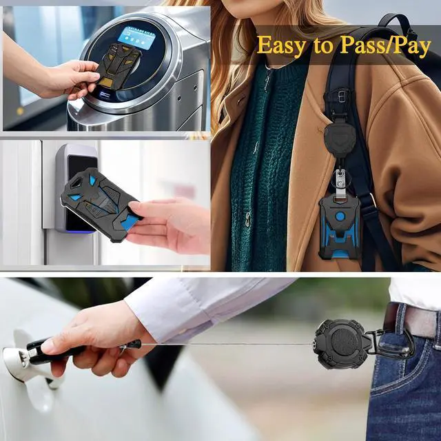 Alt view image 7 of 7 - 3 Pack Retractable Badge Holder Heavy Duty Carabiner Badge Reels Retractable Keychain with ID Card Holder Cool Tactical Vertical ID Holder
