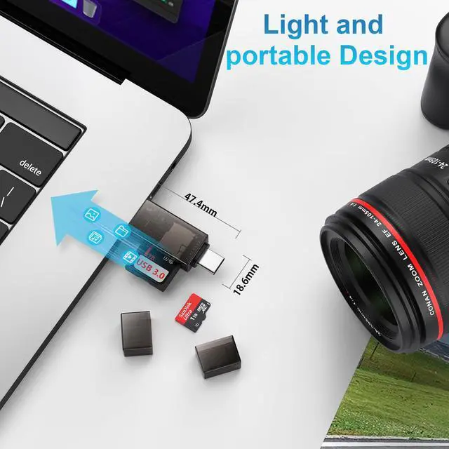 Alt view image 3 of 7 - SD Card Reader Dual Slots,High-Speed USB 3.0+USB C Memory Card Reader Adapter - Supports SD/Micro SD/SDXC/SDHC/MMC,Compatible with Laptop,PC,iPad Pro,iPhone 16/15,Galaxy S25/S24/S23,Pixel 9 Pro/8/7/6