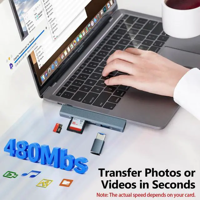 Alt view image 3 of 7 - SD Card Reader USB C, SD Card Reader for iPhone Memory Card Reader with SD & TF Dual Slots Compatible with Laptop, MacBook Pro/Air, iPad Pro, iPhone 17/16/15 Series, Android Devices