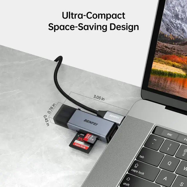 Alt view image 5 of 7 - SD Card Reader, USB C to SD Micro SD Card Memory Card Adapter Dual Slot Compatible with iPhone 15 Pro/Max, MacBook Pro/Air 2023, iPad Pro, iMac, S23, XPS 17, Surface Book 3 and More