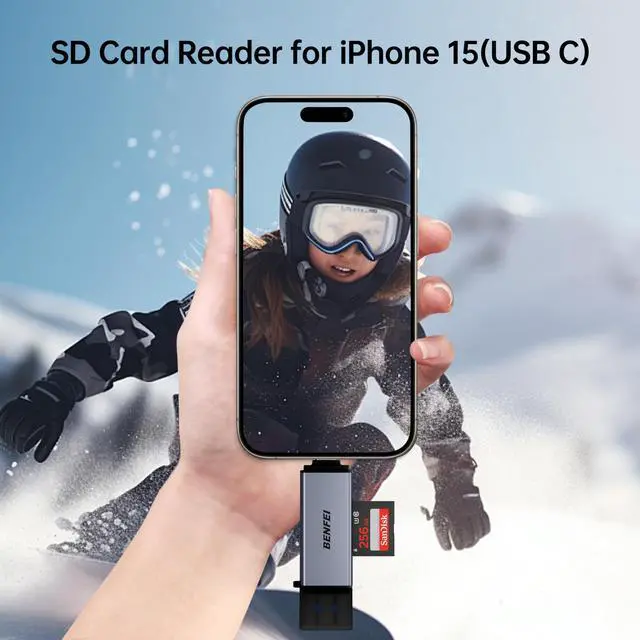 Alt view image 7 of 7 - SD Card Reader, USB C to SD Micro SD Card Memory Card Adapter Dual Slot Compatible with iPhone 15 Pro/Max, MacBook Pro/Air 2023, iPad Pro, iMac, S23, XPS 17, Surface Book 3 and More