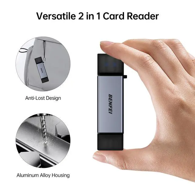 Alt view image 6 of 7 - SD Card Reader, USB C to SD Micro SD Card Memory Card Adapter Dual Slot Compatible with iPhone 15 Pro/Max, MacBook Pro/Air 2023, iPad Pro, iMac, S23, XPS 17, Surface Book 3 and More