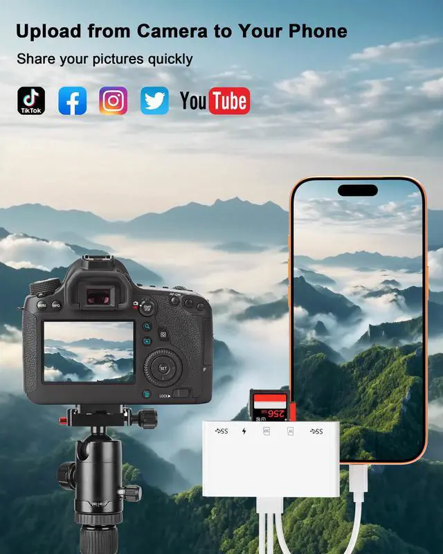 Alt view image 6 of 7 - 5-in-1 Memory Card Reader with OTG Adapter for iPhone 17 16 15 14 13 12