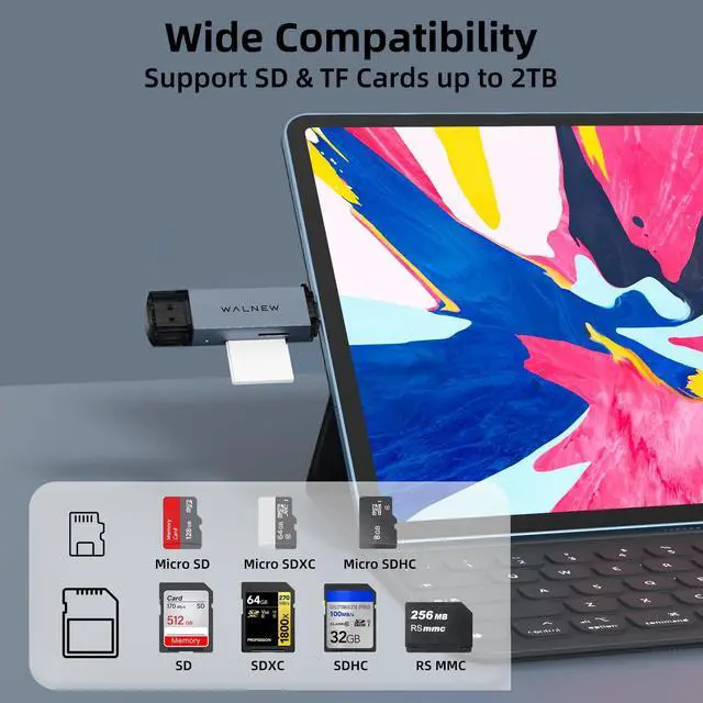 Alt view image 3 of 7 - SD Card Reader, USB 3.0 and USBC to SD/microSD Adapter for MacBook Pro/Air M1 M2,Mac,iPad 10th/Mini 6,XPS 15,Samsung Galaxy S23 S22,Tab S9 S7 S6 A8,Surface Laptop,Chromebook,Windows PC
