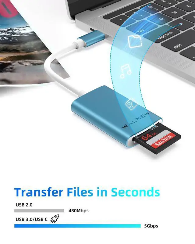 Alt view image 2 of 7 - USB C Micro SD Card Reader with Dual Slots, Memory Card Reader