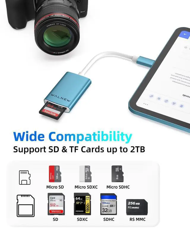 Alt view image 4 of 7 - USB C Micro SD Card Reader with Dual Slots, Memory Card Reader