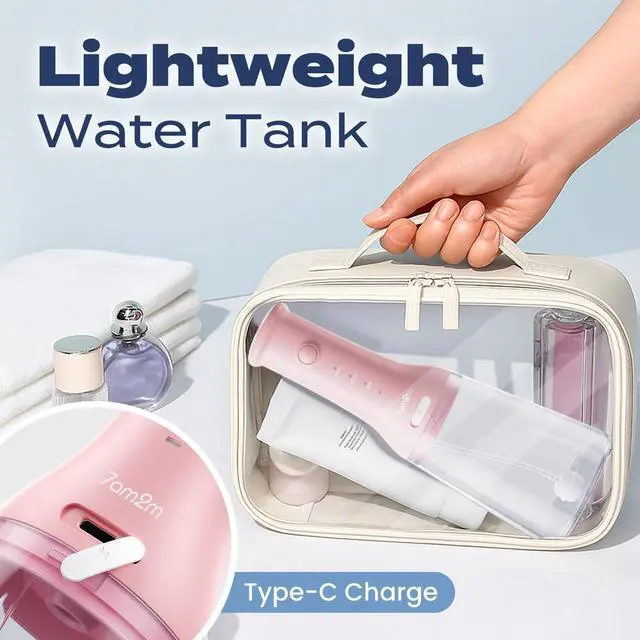 Alt view image 7 of 7 - Cordless Water Flosser Oral Irrigator, IPX7 Waterproof,Pink