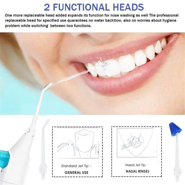 Alt view image 2 of 7 - Portable Oral Irrigator Water Flosser Dental Water Toothbrush Toothpick Nasal Irrigator Implement Teeth Cleaner Oral Hygiene flossers for Home Travel with 5pcs Nozzles (Nozzle and Tongue Scraper)