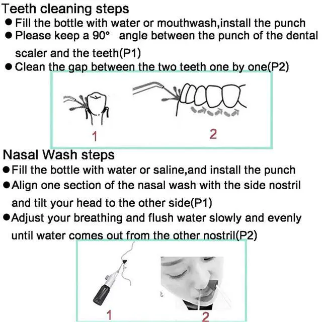 Alt view image 6 of 7 - Portable Oral Irrigator Water Flosser Dental Water Toothbrush Toothpick Nasal Irrigator Implement Teeth Cleaner Oral Hygiene flossers for Home Travel with 5pcs Nozzles (Nozzle and Tongue Scraper)
