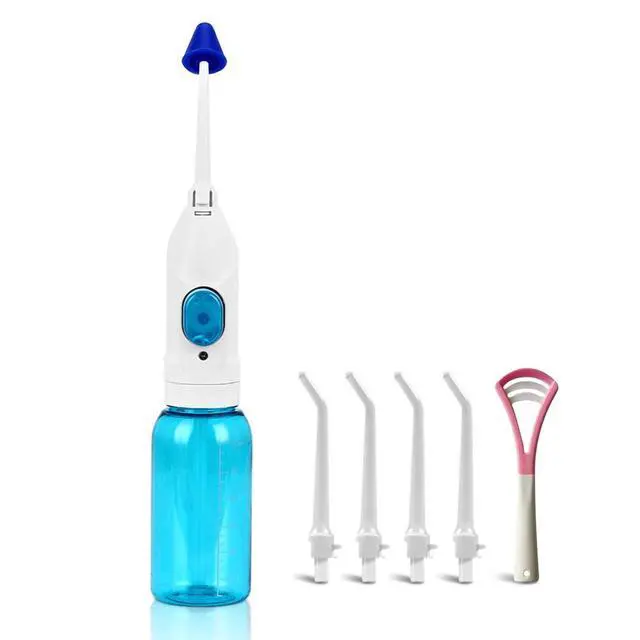Alt view image 7 of 7 - Portable Oral Irrigator Water Flosser Dental Water Toothbrush Toothpick Nasal Irrigator Implement Teeth Cleaner Oral Hygiene flossers for Home Travel with 5pcs Nozzles (Nozzle and Tongue Scraper)