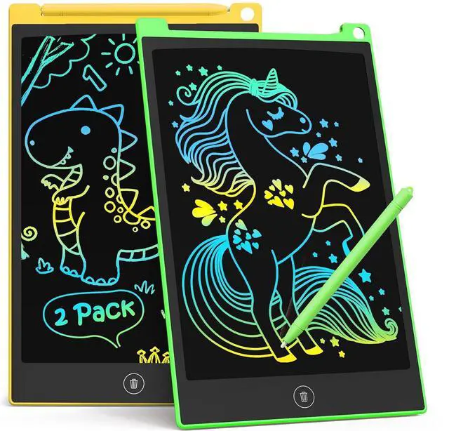 Main image of 2 Pack LCD Writing Tablet, 8.5 Inch Colorful Doodle Board Drawing Tablet for Kids, Kids Travel Games Activity Learning Toys Birthday Gifts for 3 4 5 6 Year Old Boys and Girls Toddlers