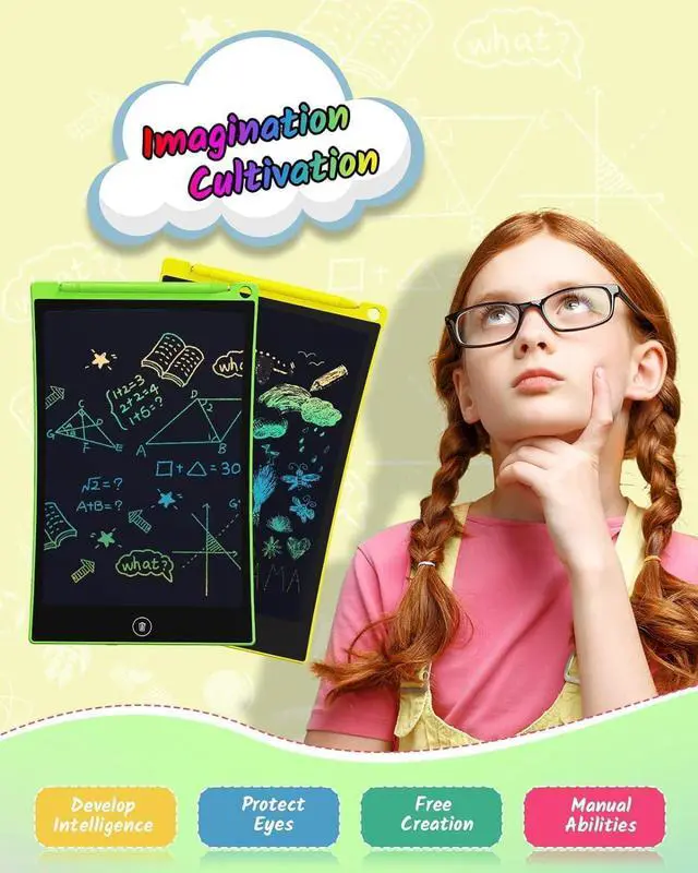 Alt view image 3 of 7 - 2 Pack LCD Writing Tablet, 8.5 Inch Colorful Doodle Board Drawing Tablet for Kids, Kids Travel Games Activity Learning Toys Birthday Gifts for 3 4 5 6 Year Old Boys and Girls Toddlers