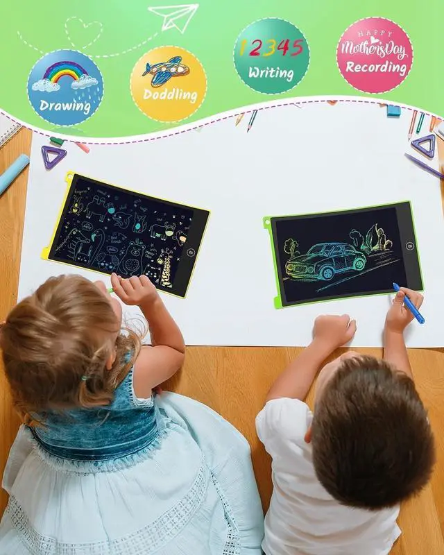 Alt view image 4 of 7 - 2 Pack LCD Writing Tablet, 8.5 Inch Colorful Doodle Board Drawing Tablet for Kids, Kids Travel Games Activity Learning Toys Birthday Gifts for 3 4 5 6 Year Old Boys and Girls Toddlers