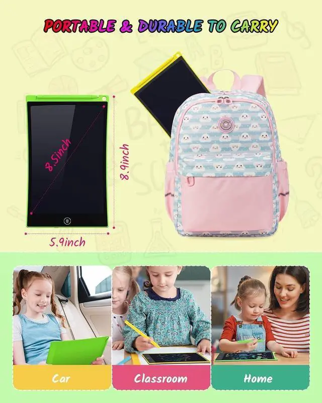 Alt view image 6 of 7 - 2 Pack LCD Writing Tablet, 8.5 Inch Colorful Doodle Board Drawing Tablet for Kids, Kids Travel Games Activity Learning Toys Birthday Gifts for 3 4 5 6 Year Old Boys and Girls Toddlers