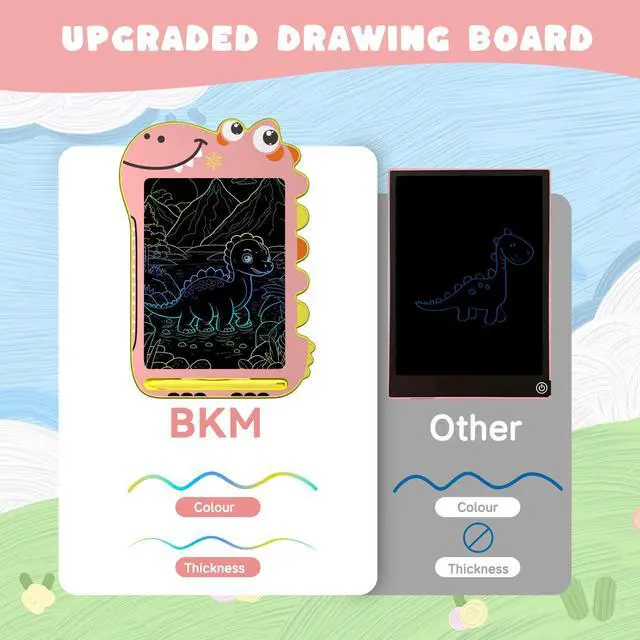 Alt view image 6 of 7 - LCD Writing Tablet for Kids, 8.5 Inch Colorful Doodle Board with Screen Lock & Erase Button, Dinosaur Drawing Tablet Toy, Birthday Gift for Girls Ages 3-8, Pink